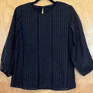 Banana Republic Black Open Weave Blouse M